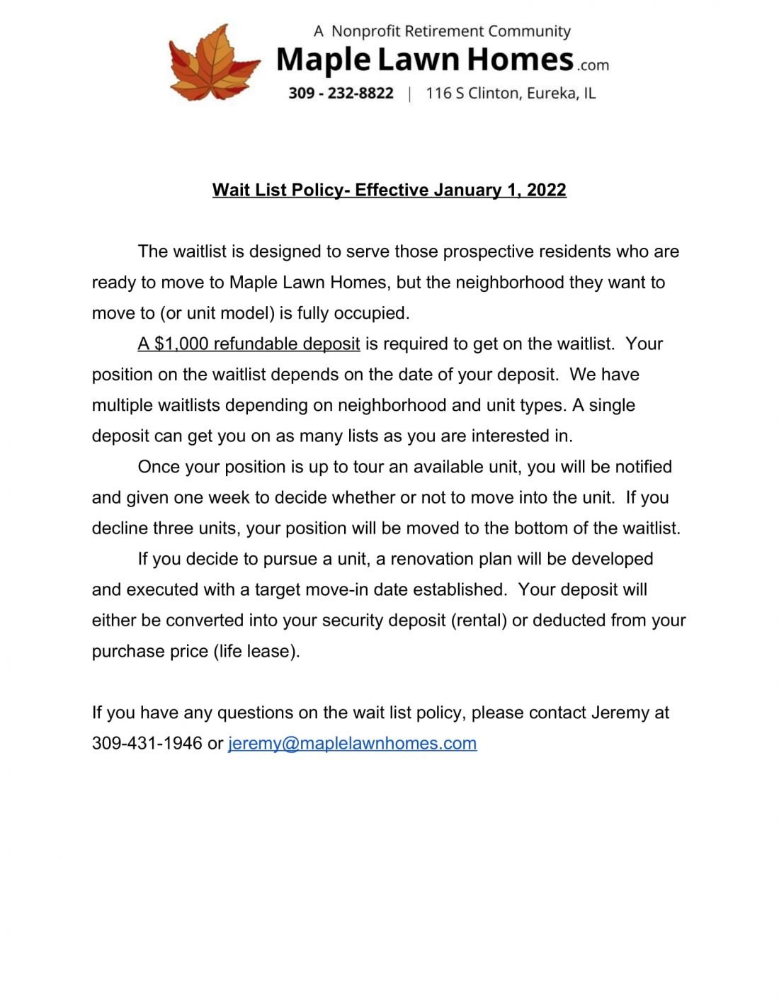 2022 Paid Wait List Policy-1